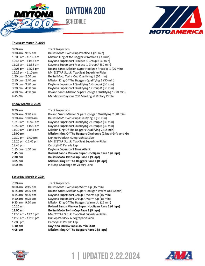 Event Schedules MotoAmerica